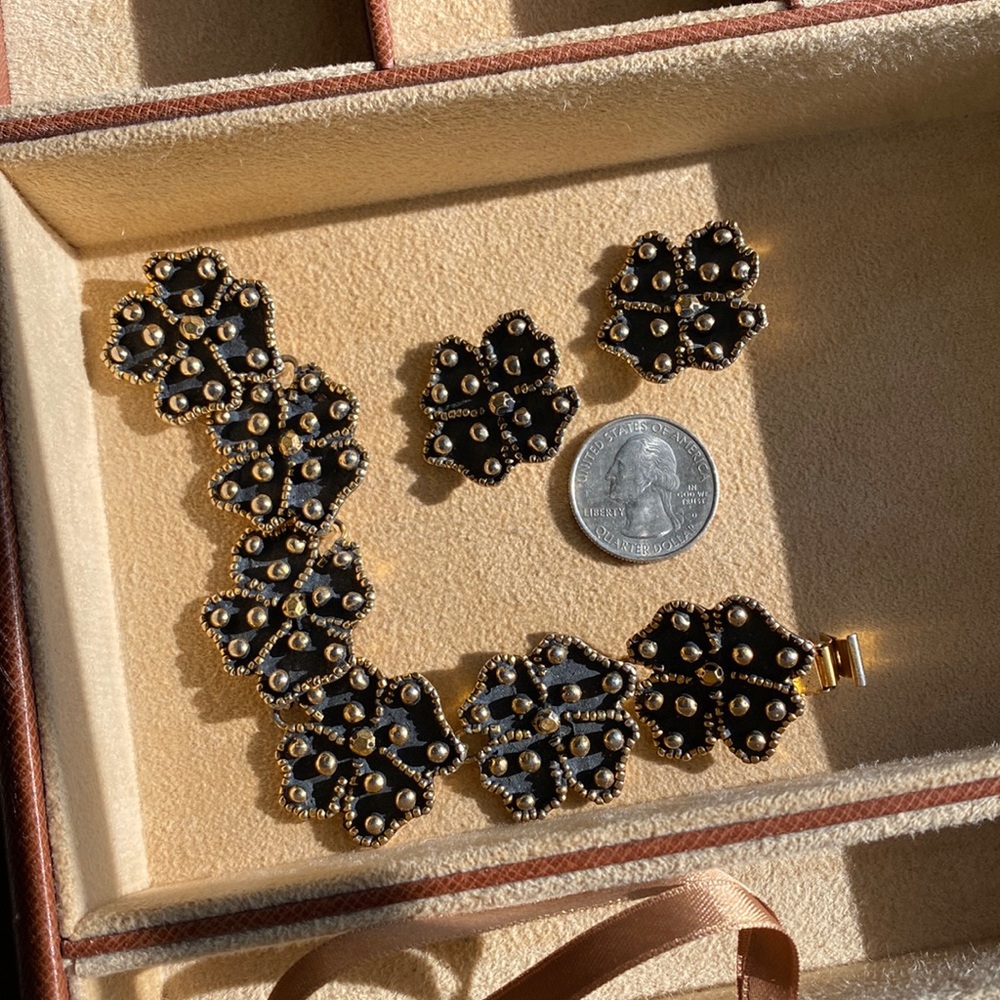 Moshell costume earrings and bracelet set vintage 40-50s costume jewelry